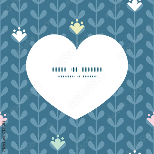 Vector blloming vines stripes heart silhouette pattern frame