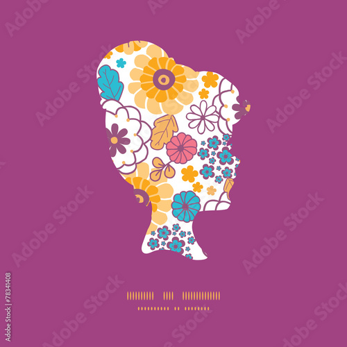 Vector colorful oriental flowers girl portrait silhouette