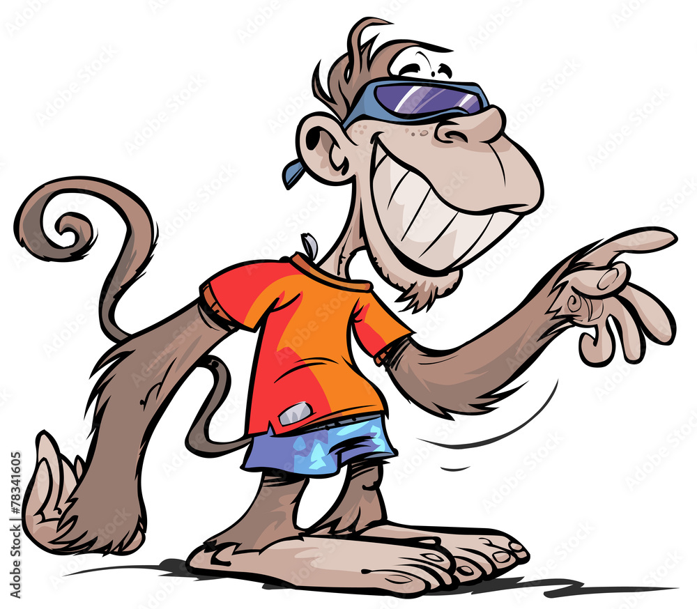 Naklejka premium Cartoon cool-looking Monkey character.