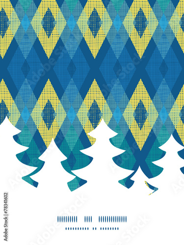 Vector colorful fabric ikat diamond Christmas tree silhouette