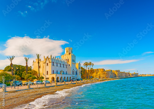 beautiful bay and the municipal building in Kos island in Greece
