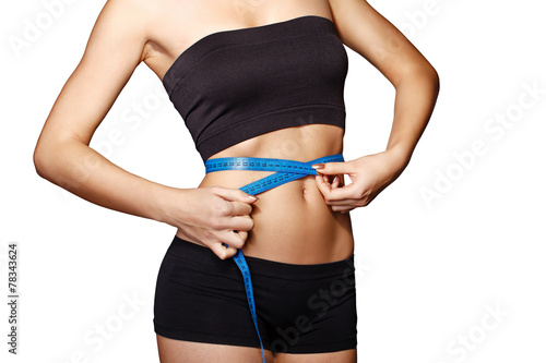 Girl measuring waist