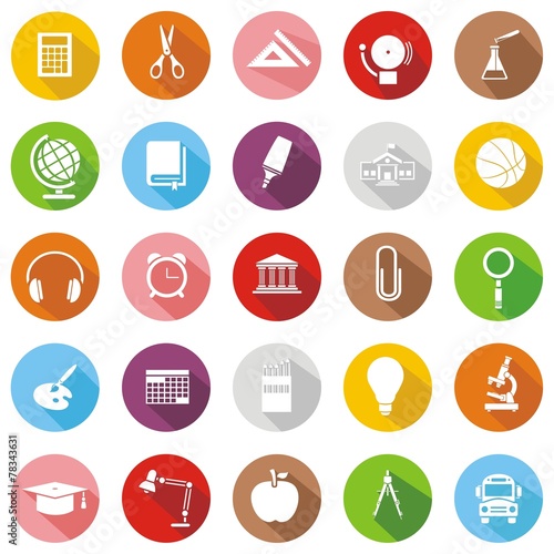 25 iconos sobre educación colores botón sombra