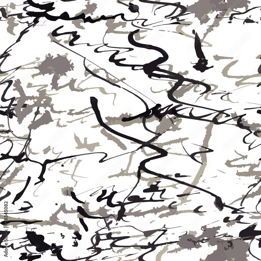 Vector seamless pattern with ink brush strokes.