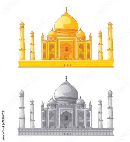 Taj Mahal in India. Vector illustration
