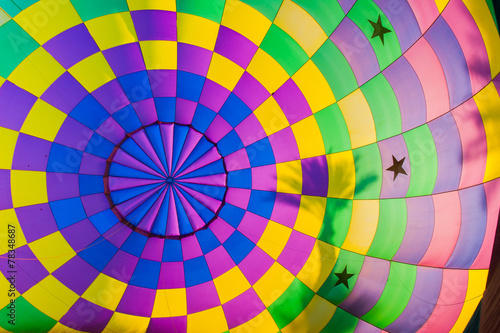 Inside of a hot air balloon with lots of color