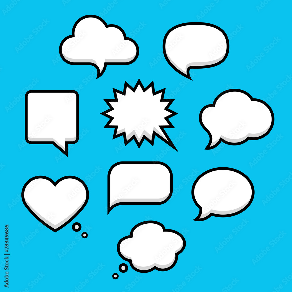 Speech and thought bubbles with space for text in flat line Speech and thought bubbles with space for text in flat line