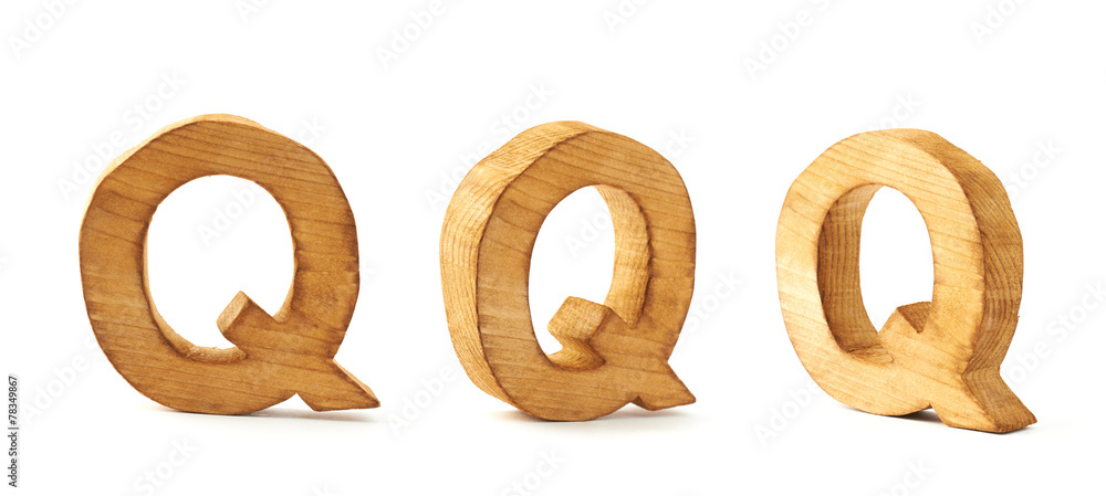 Set of three block wooden letters isolated Set of three block wooden letters isolated