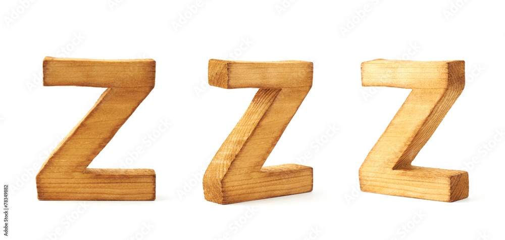 Set of three block wooden letters isolated Set of three block wooden letters isolated