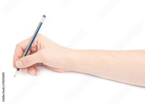 Male hand holding a pencil