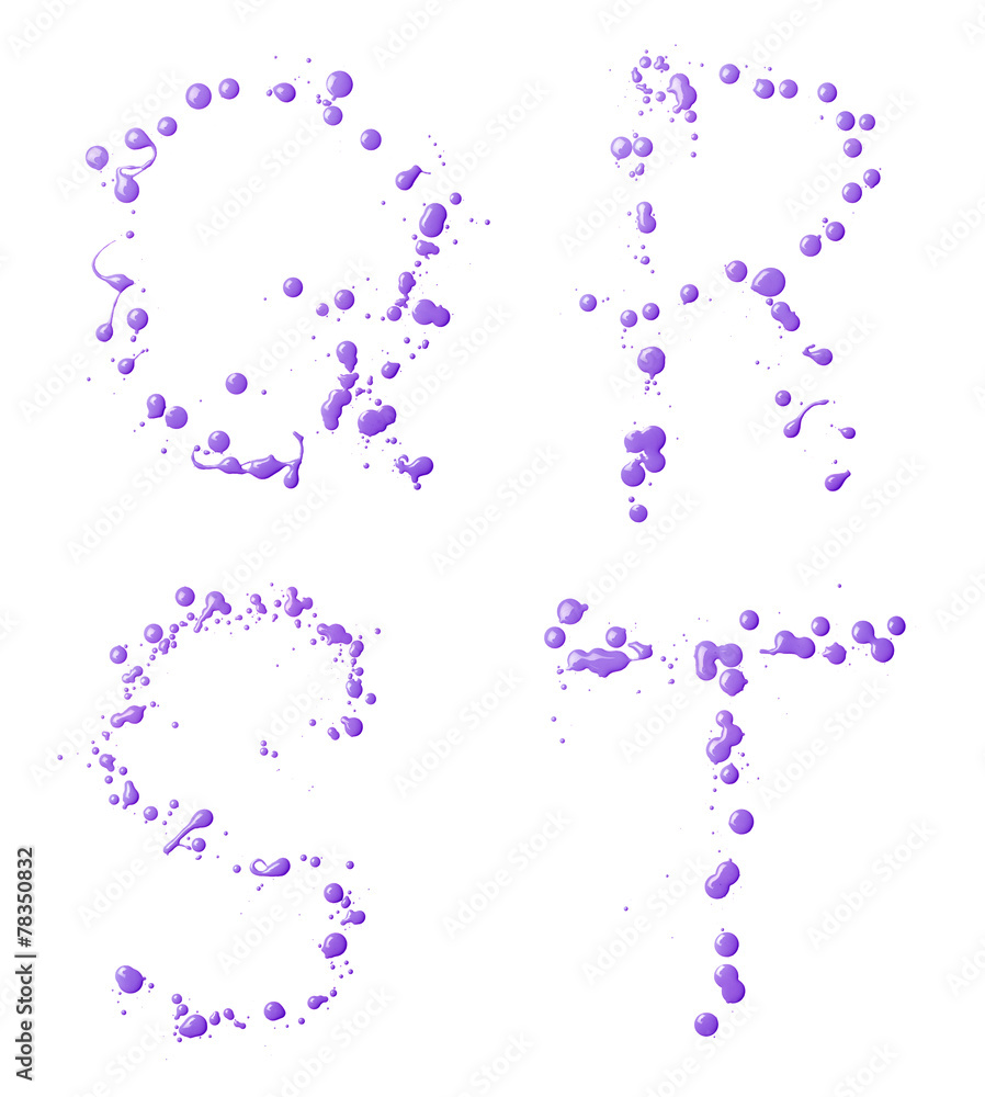 Letters made with the drops of paint