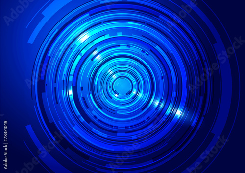 Abstract Technology Circles Blue Background