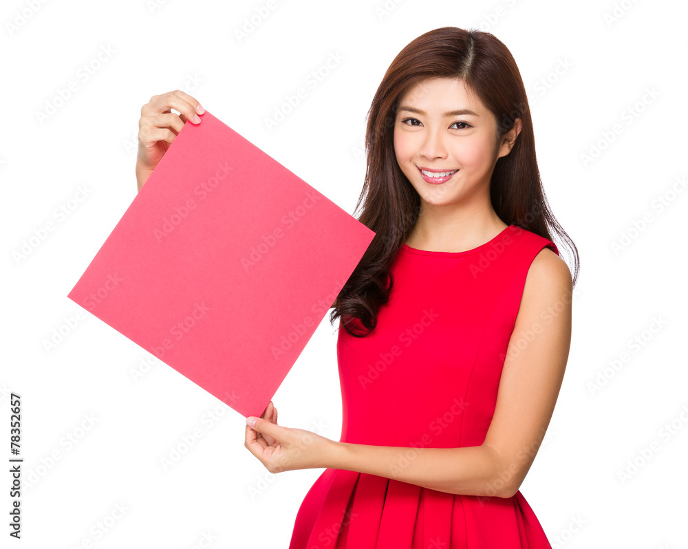 Woman show with square of blank Fai chun Woman show with square of blank Fai chun