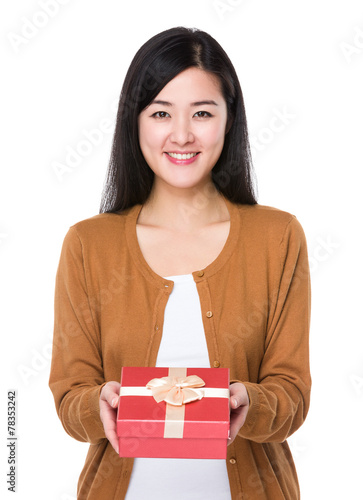 Woman hold with gift box