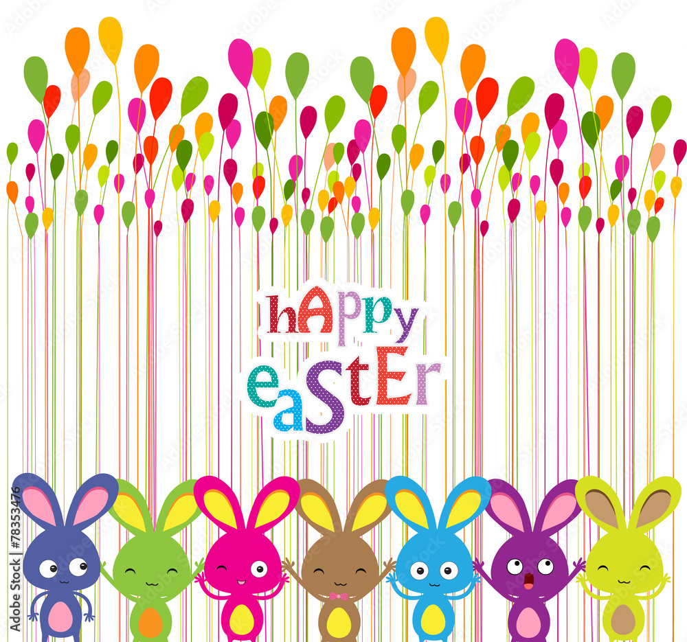 Easter Bunnies Colorful Background Stock Vector Adobe Stock Easter Bunnies Colorful Background Stock Vector Adobe Stock