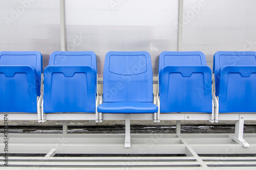 Detail of Reserve chair and staff coach bench in sport stadium