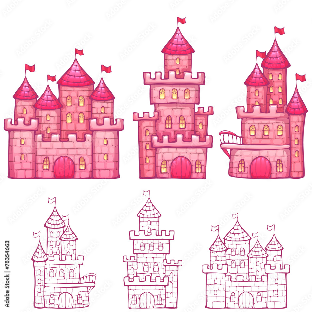 Fototapeta premium Vector illustration of Cartoon fairy tale castle
