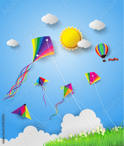 Flying Kite on Summer Sky