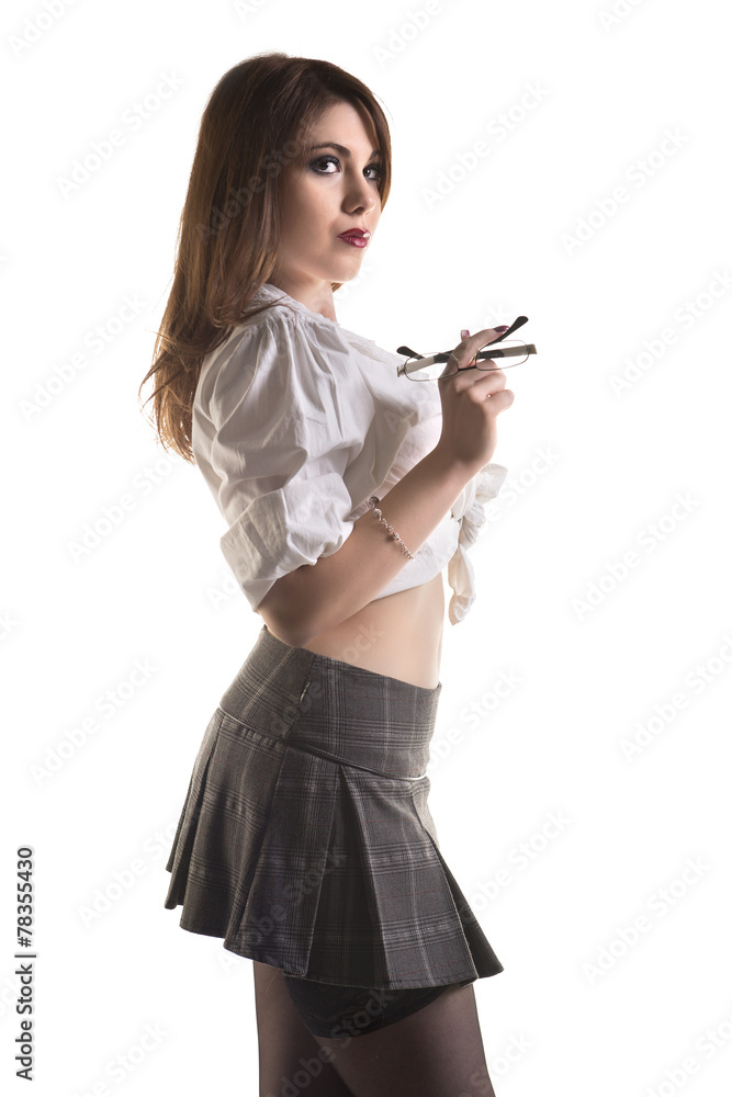 Sexy Young Female Student Holding Eyeglasses Sexy Young Female Student Holding Eyeglasses