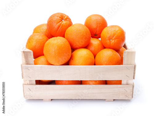 Oranges in wooden box