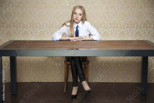woman behind the desk