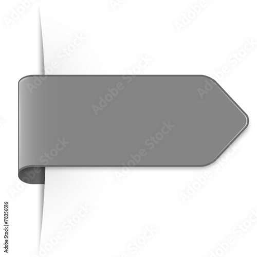 Langer grauer Sticker Pfeil mit Schatten und Textfreiraum