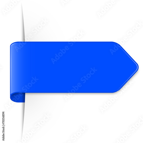 Langer blauer Sticker Pfeil mit Schatten und Textfreiraum