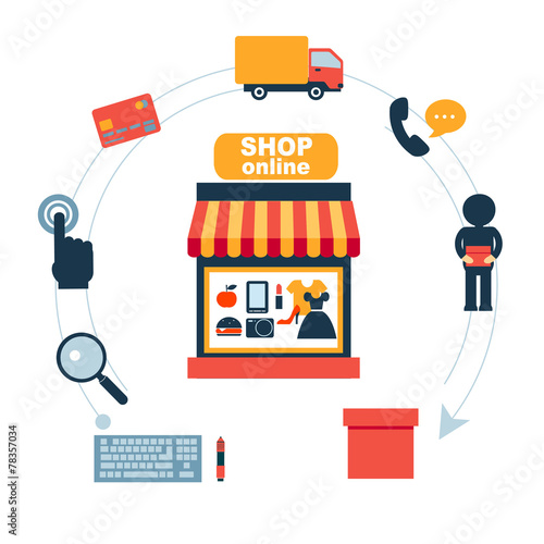 flat icons set of online shopping internet  infographic  element