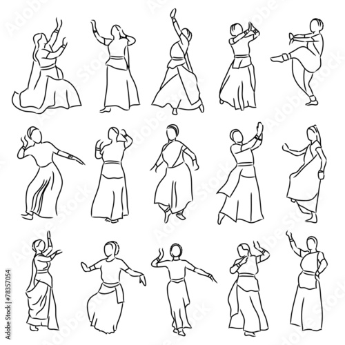 silhouettes indian dancers