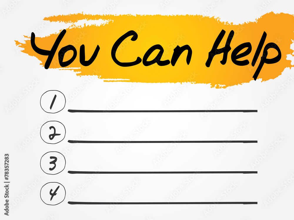 Blank You Can Help list, vector concept background