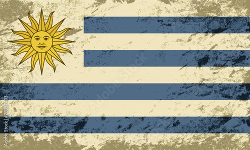 Uruguayan flag. Grunge background. Vector illustration