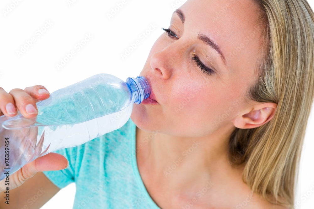 Pretty blonde drinking from her water bottle Pretty blonde drinking from her water bottle