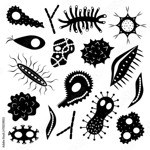 Cartoon various microbes