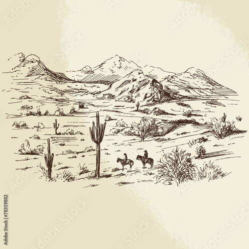 wild west - hand drawn illustration photo
