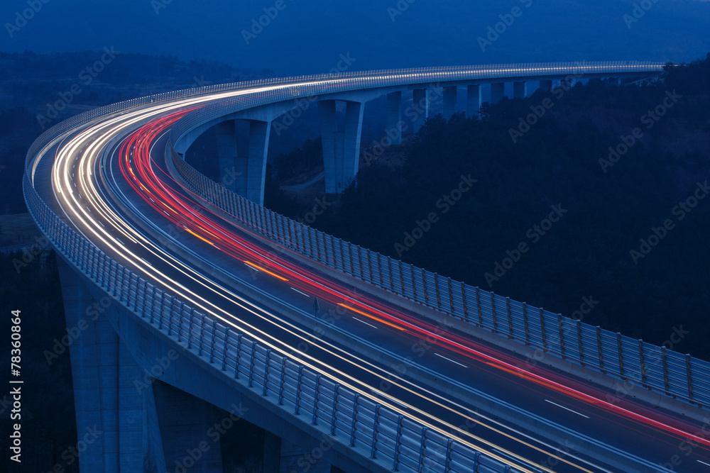 Blurred lights of vehicles
