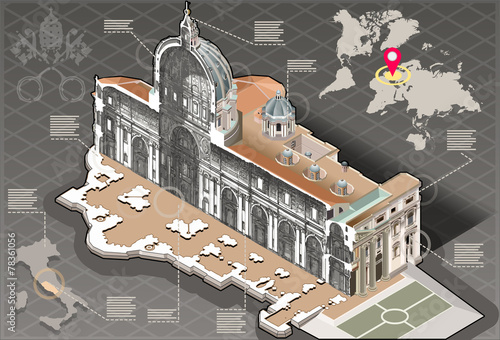 Isometric Infographic of Saint Peter in Rome Centre Section