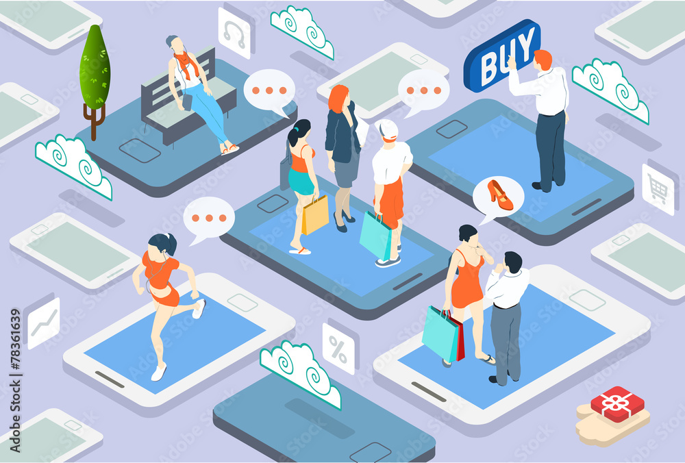 Isometric People Network Concept Isometric People Network Concept