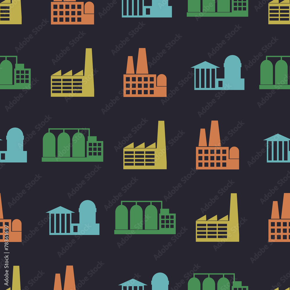 Seamless background with different industrial buildings Seamless background with different industrial buildings