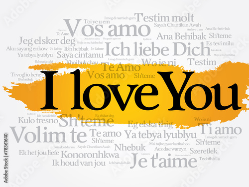 "I love you" in all languages of the world, words cloud