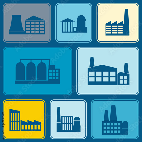 Seamless background with different industrial buildings