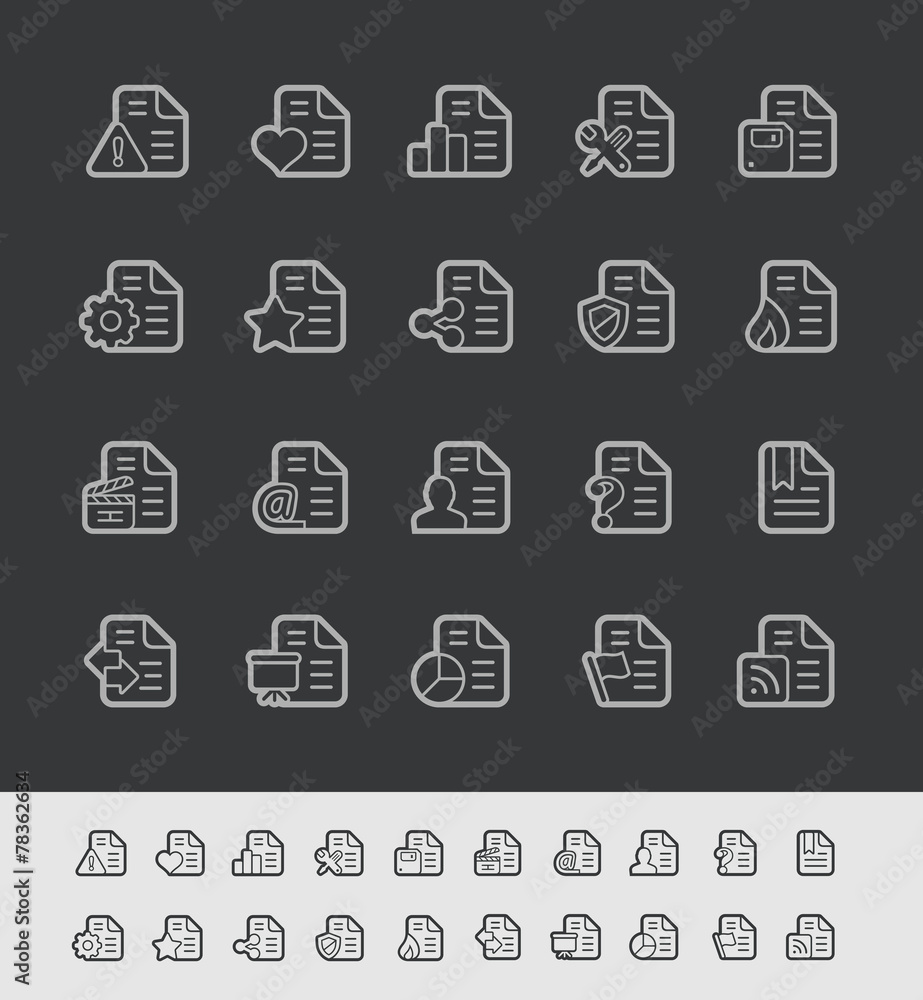 Documents Icons 2 -- Black Line Series Documents Icons 2 -- Black Line Series