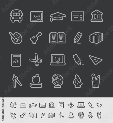 School and Education Icons -- Black Line Series