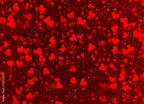 flying hearts on a red backgrounds
