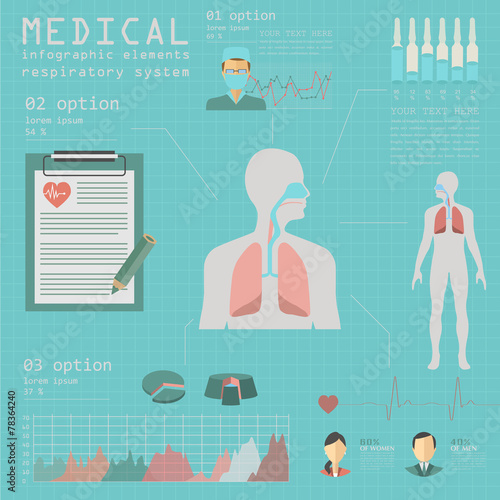 Medical and healthcare infographic, respiratory system infograph