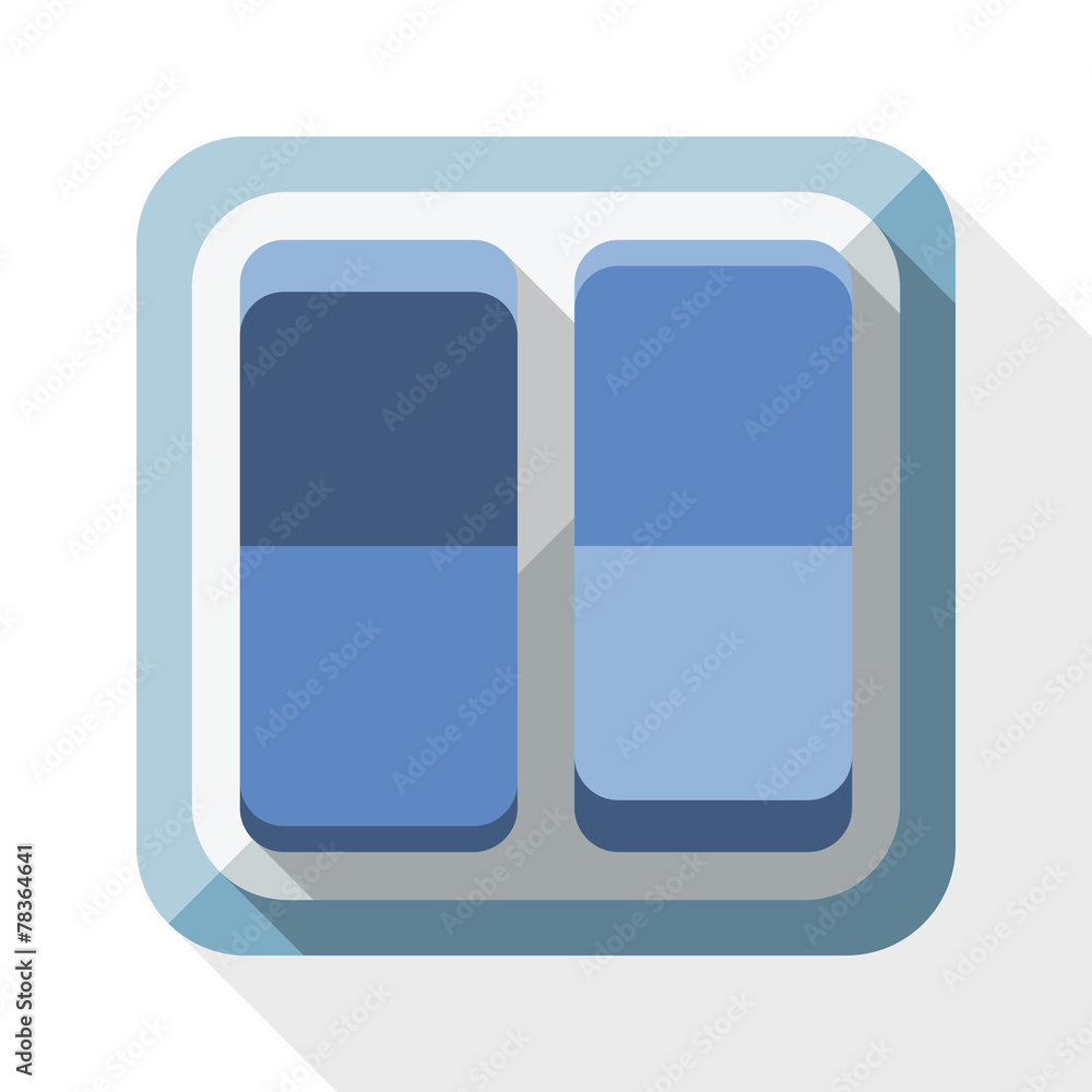 Power switch icon with long shadow on white background Power switch icon with long shadow on white background