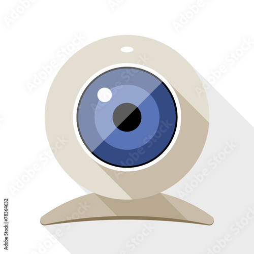 Web camera flat icon with long shadow on white background