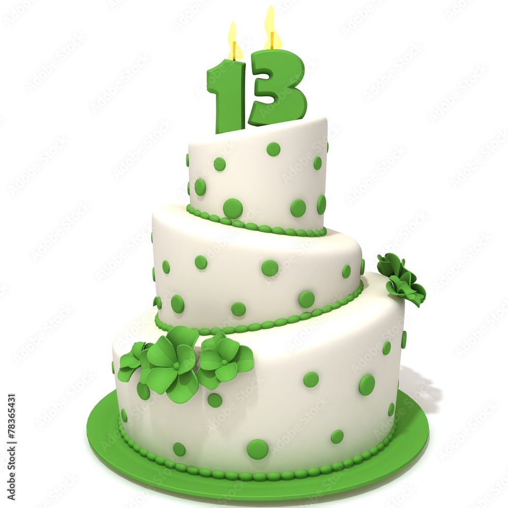 Birthday cake with number thirteen Birthday cake with number thirteen