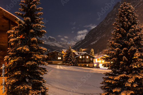 Winter night view of the tasch valley