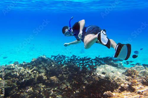 Man snorkeling in the Red Sea, Egypt