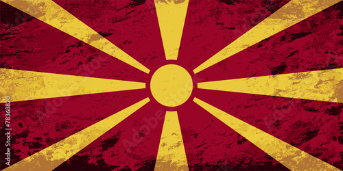 Fotografía Macedonian flag. Grunge background. Vector illustration